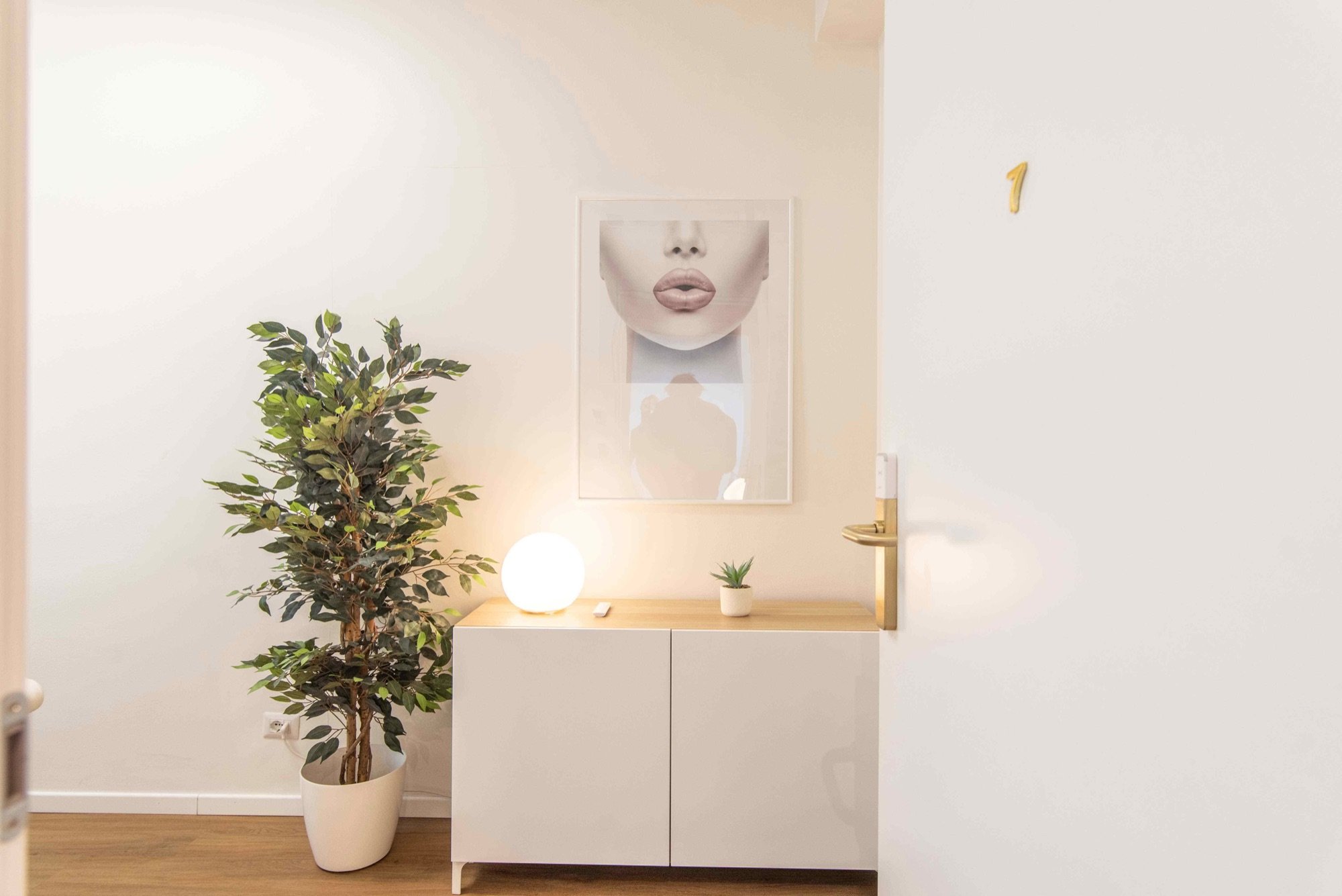 Mobile contenitore con lampada e grande pianta in studio professionale Standard presso Spatium Porta Romana, Milano